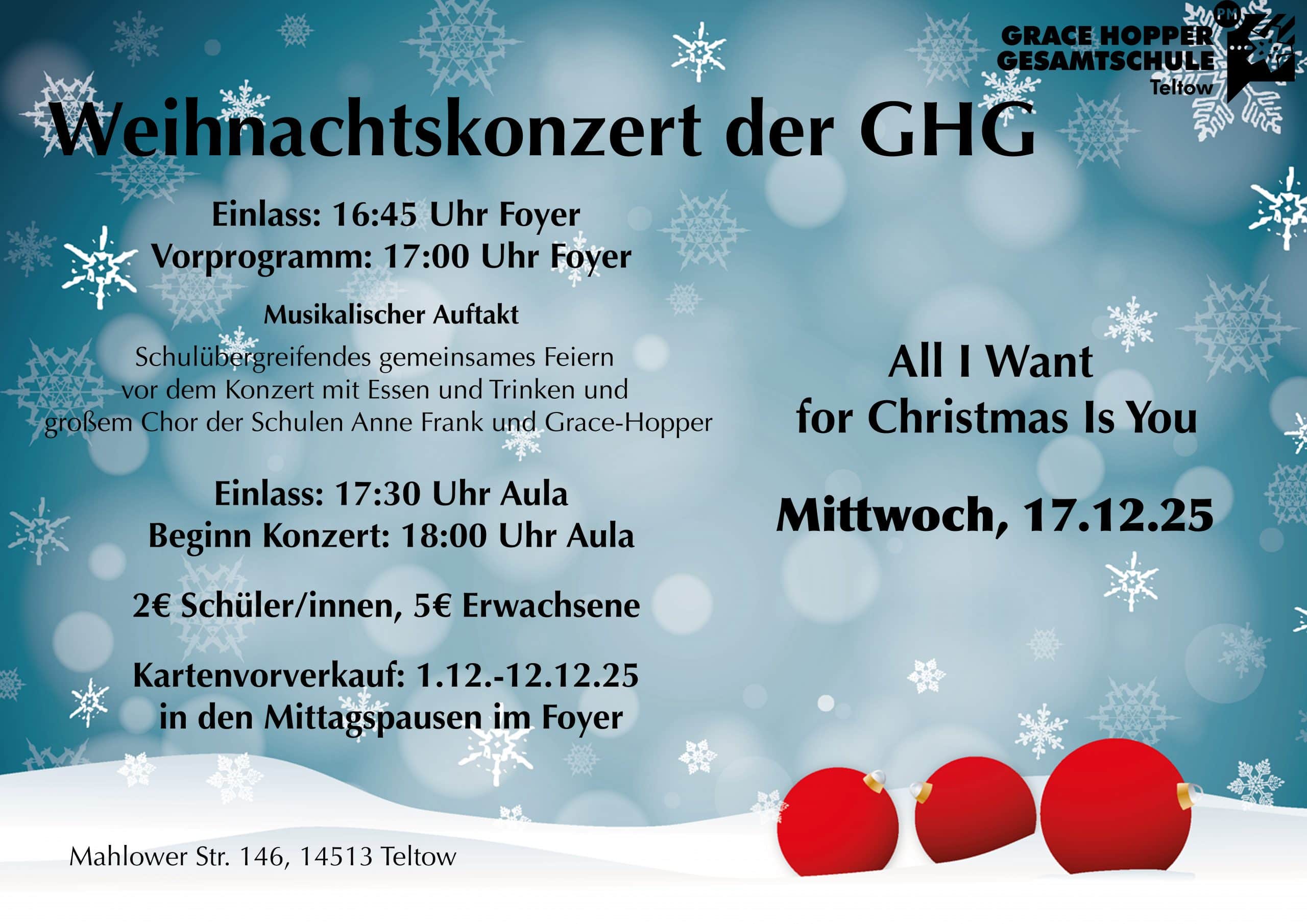 Einladung zum Weihnachtskonzert