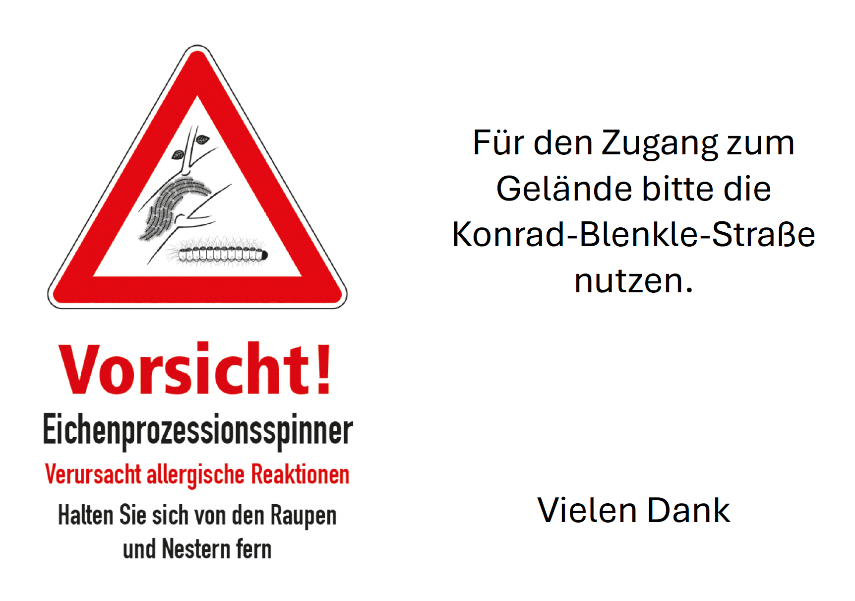 Sperrung von Bereichen des Schulgeländes wegen Eichenprozessionsspinner